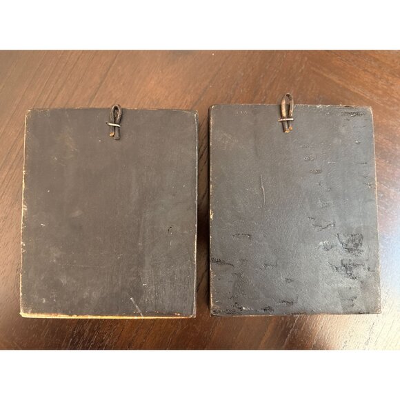 Vtg Saint George Slay the Dragon Horse Religious Art Wooden Wall Hangings Italia - Picture 7 of 10